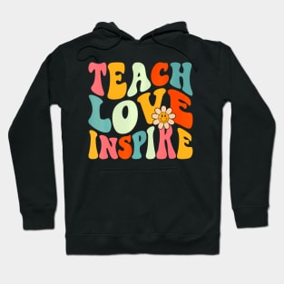 Teach Love Inspire Bach to School Teacher Women Groovy Hoodie